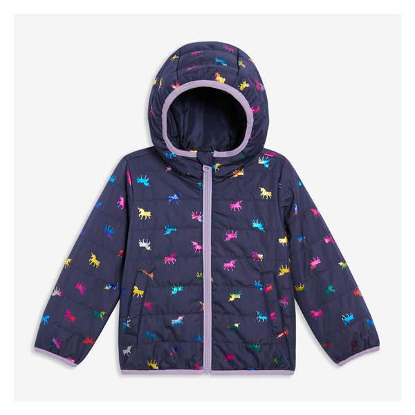Toddler Girls' Printed Jacket with PrimaLoft® - Dark Navy